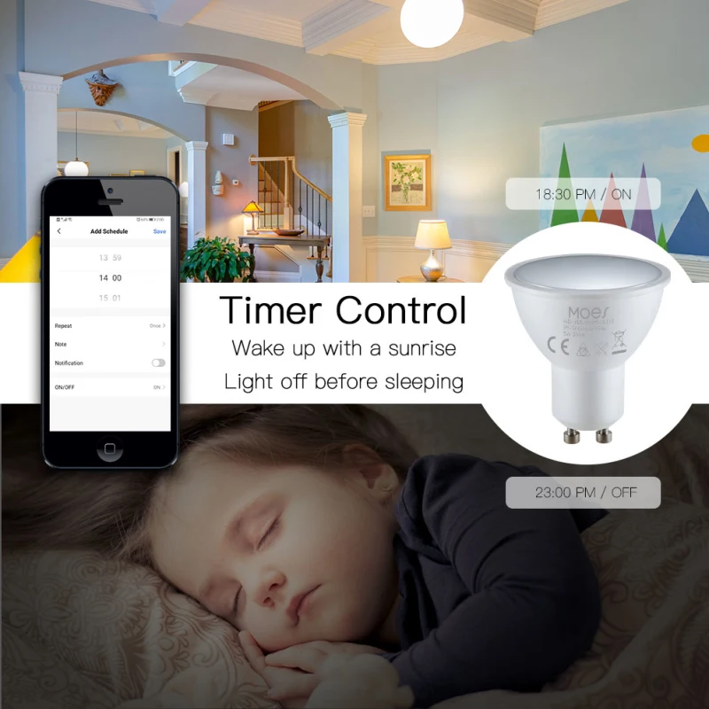 Tuya GU10 WiFi Smart Light LED Bulbs RGBCW 4.7W Dimmable Lamps Smart Life Remote Contro Work With Alexa Home