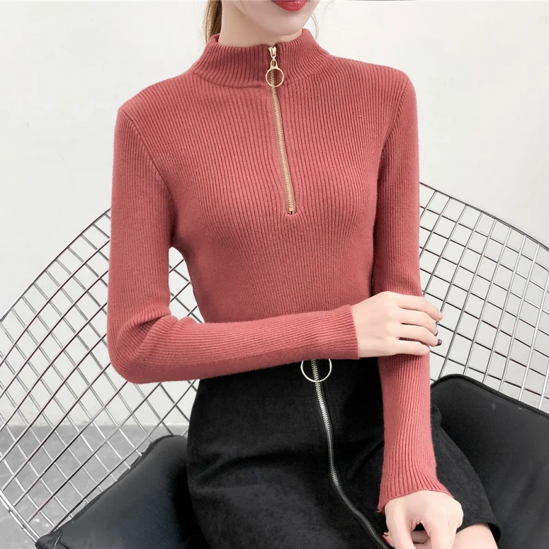 Kintted Thickening Women Sweater Solid Color Long Sleeve Jumpers Korean Slim Fashion Autumn Winter Pullover Black White Khaki Kintted Thickening Women Sweater Solid Color Long Sleeve Jumpers Korean Slim Fashion Autumn Winter Pullover Black White Khaki