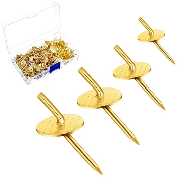 

120 Pcs One Step Hangers Picture Hanging Pins with Storage Box Picture Photo Frame Hangers on Wooden Dry Wall (Gold)