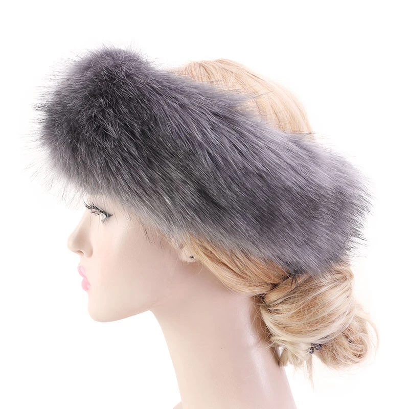 Bandanas Winter Fur Warm Headband Fox Fur Hat Faux Fur Head Warmer Women's Ear Warmer Earmuff Turban Hair Band Hair Accessories mad bomber leather rabbit fur hat