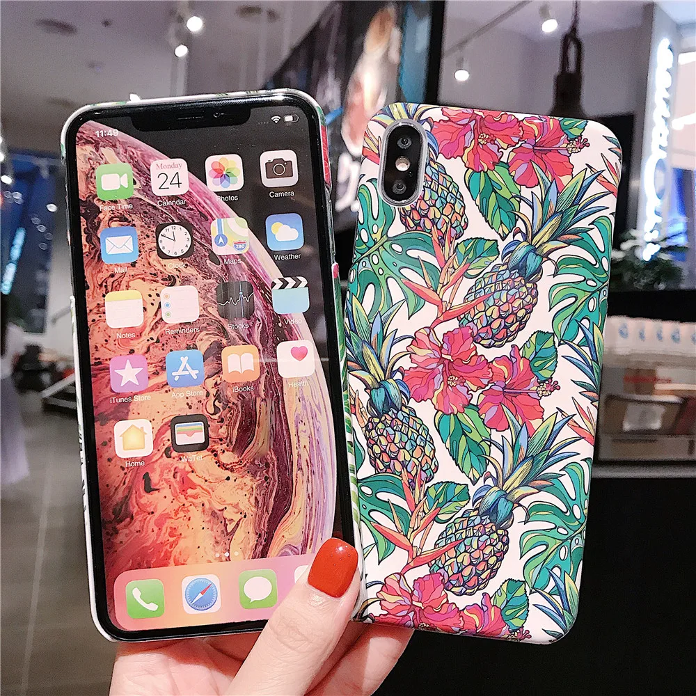 Винтажные чехлы для IPhone 11 Pro Max X XR XS 6 S 7 8 Plus с изображением ананаса Красного