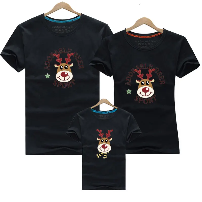 Christmas Mom Daughter Clothes Father Son Matching Clothing Family Look Cartoon Milu Deer Family Clothing Dad Mom Boy T-Shirt