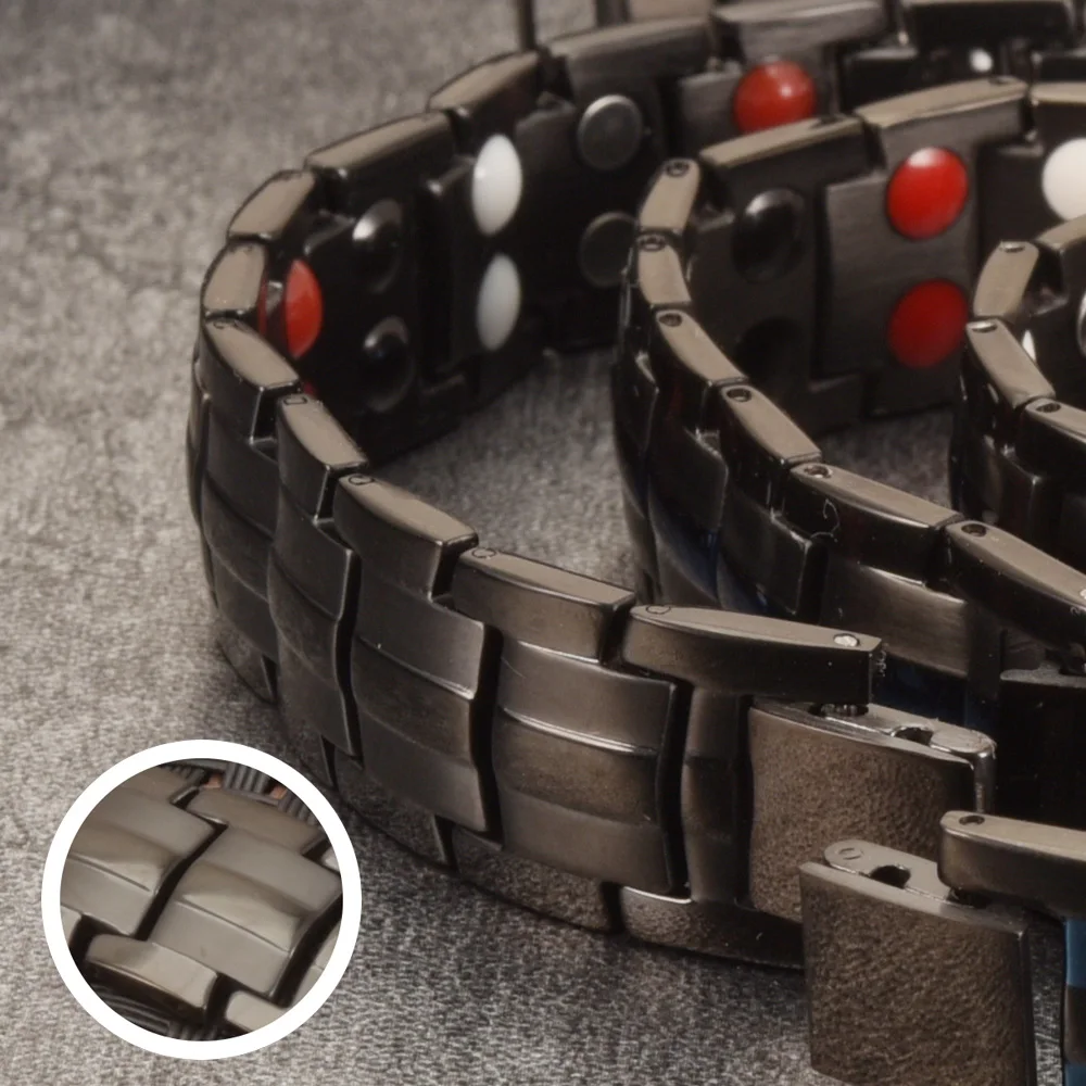 Magnetic Black Bracelet Men Hand Chain Energy Health Germanium Magnetic Bracelet Men Stainless Steel Bracelets For Women Men