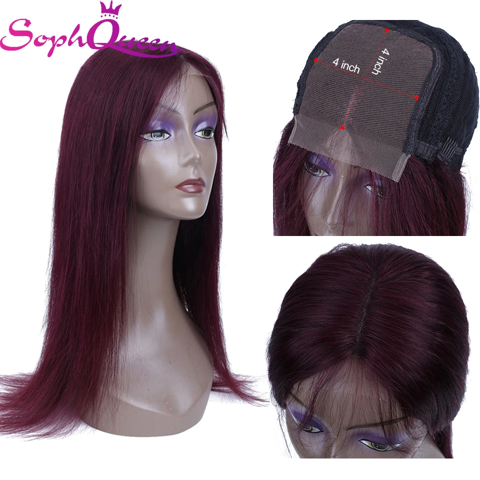 Soph queen 4*4 парик на шнурке 99J бразильские Реми прямые парики на шнурке человеческие волосы парики для черных женщин Омбре человеческие волосы парики