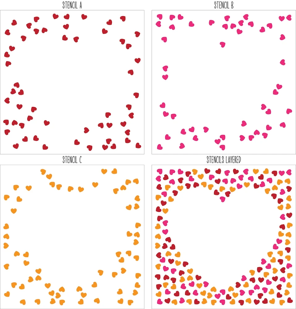 Mixed Heart Pattern Stencil New Arrival 2021 Diy Molds Scrapbooking Paper Making Cuts Crafts Template Handmade Card | Дом и сад