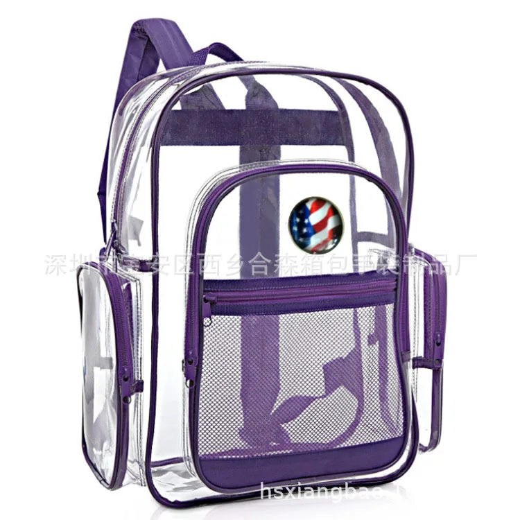

Hot Selling Transparent PVC Shoulder School Bag Students CHILDREN'S Book Backpack Learning Stationery Storage Waterproof Rucksac