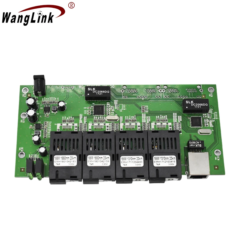 Wanglink Ethernet switch 1 rj45 4 sc media converter single mode fiber port 10/100M