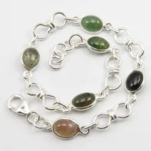 Чистое серебро турмалиновый браслет драгоценный камень модные ювелирные изделия