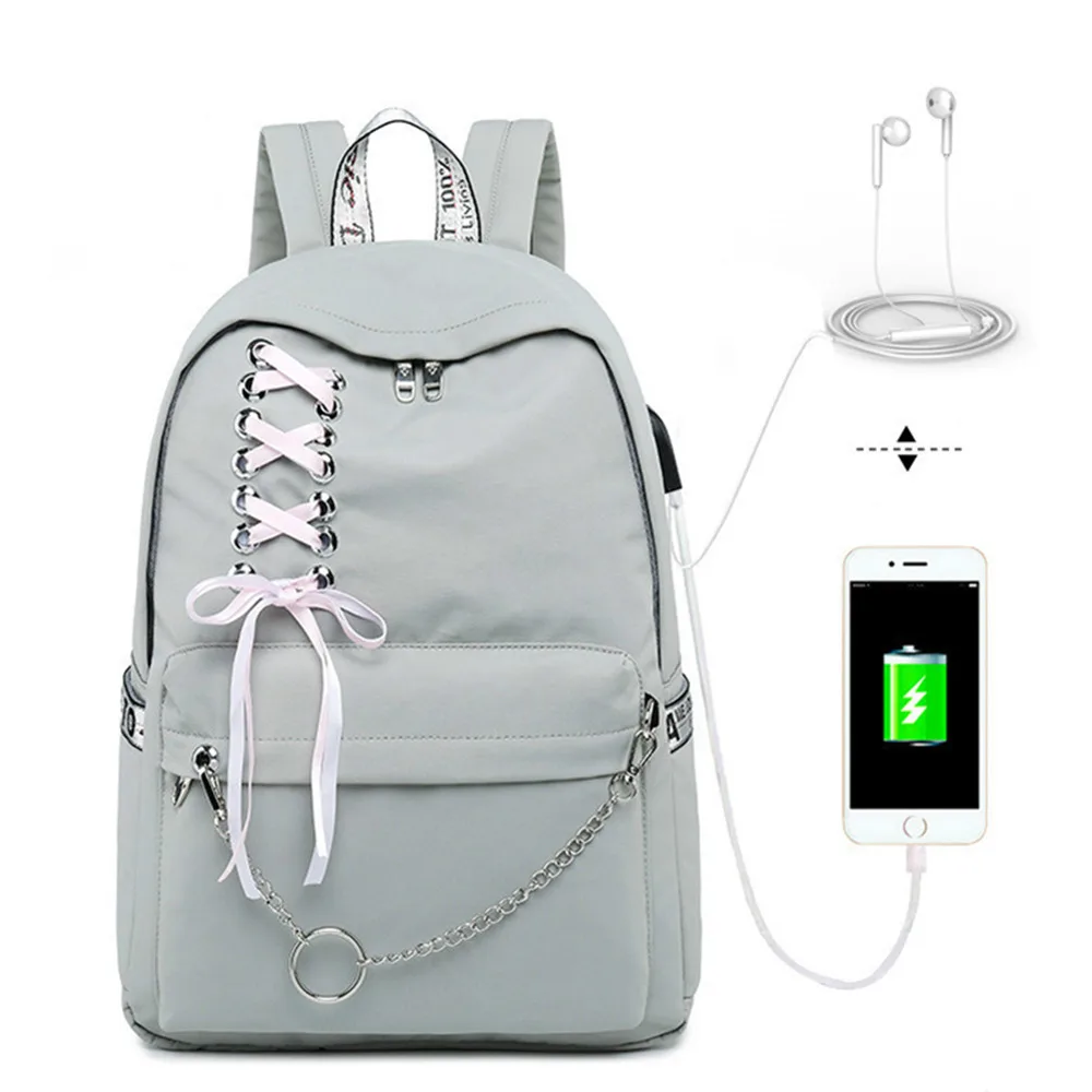 Mochila a la moda para chica, mochila para ordenador portátil para  estudiantes, mochilas escolares para chicas adolescentes, mochilas grises  para mujeres|Mochilas escolares| - AliExpress