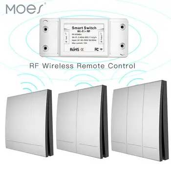 

Wifi Wireless Remote Control Smart Switch Wall Panel Transmitter ,Smart Life/Tuya APP Works with Alexa Google Home RF433Mhz