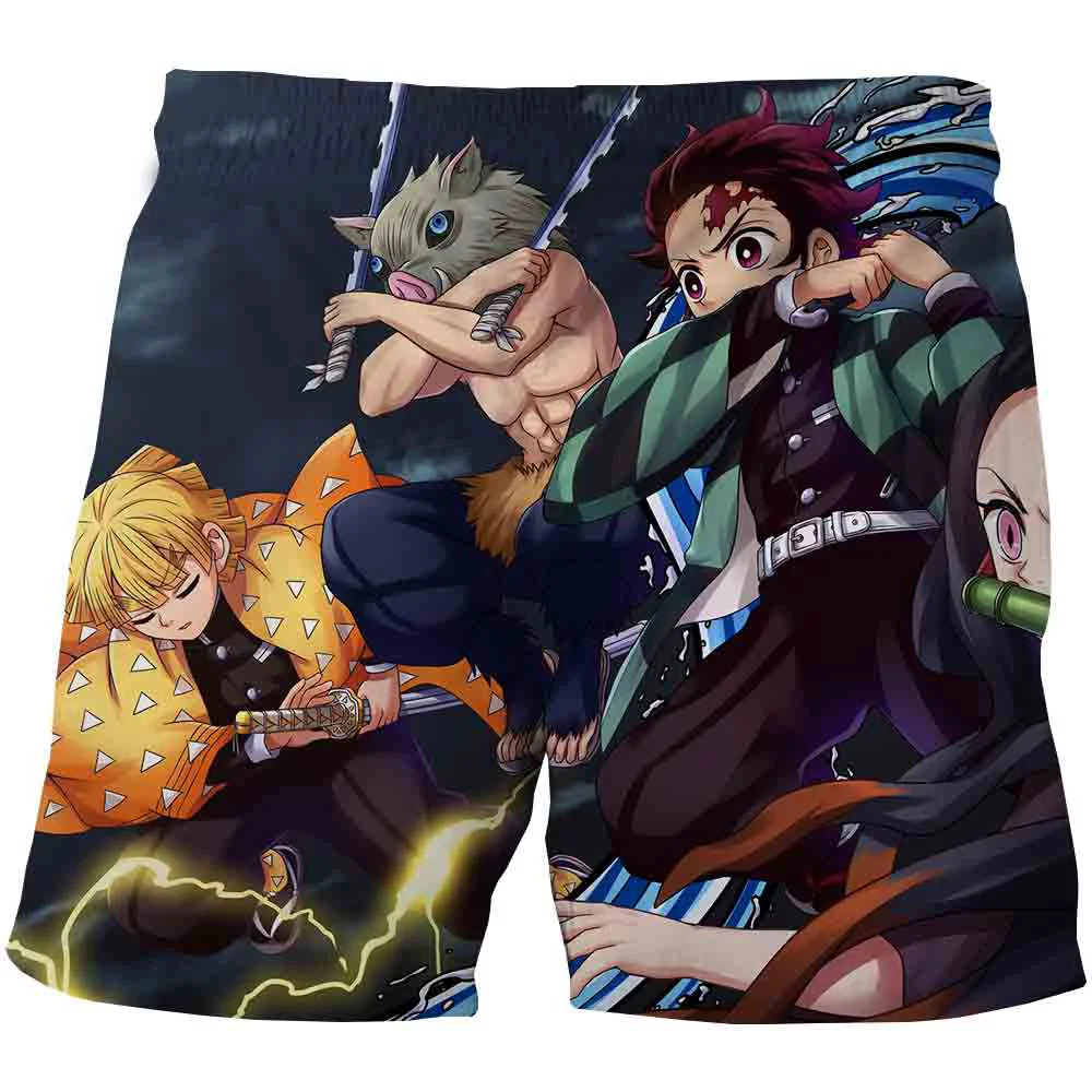 

NEW Demon Slayer Japanese Anime Graphics Casual Shorts Plus Size Beach Pants 3D Printing Pattern Mens Sports Pants men clothing