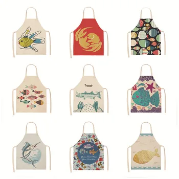 

Foreign Trade Cotton Linen Apron Work Apron Daily Life Household Waterproof Oil Resistant Overclothes Adult gua bo Apron a Gener