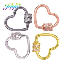 Juya DIY Love Heart Shape Carabiner Lock Screw Clasps Accessories For Handmade Mesh Chains Pendant Jewelry Making Supplies
