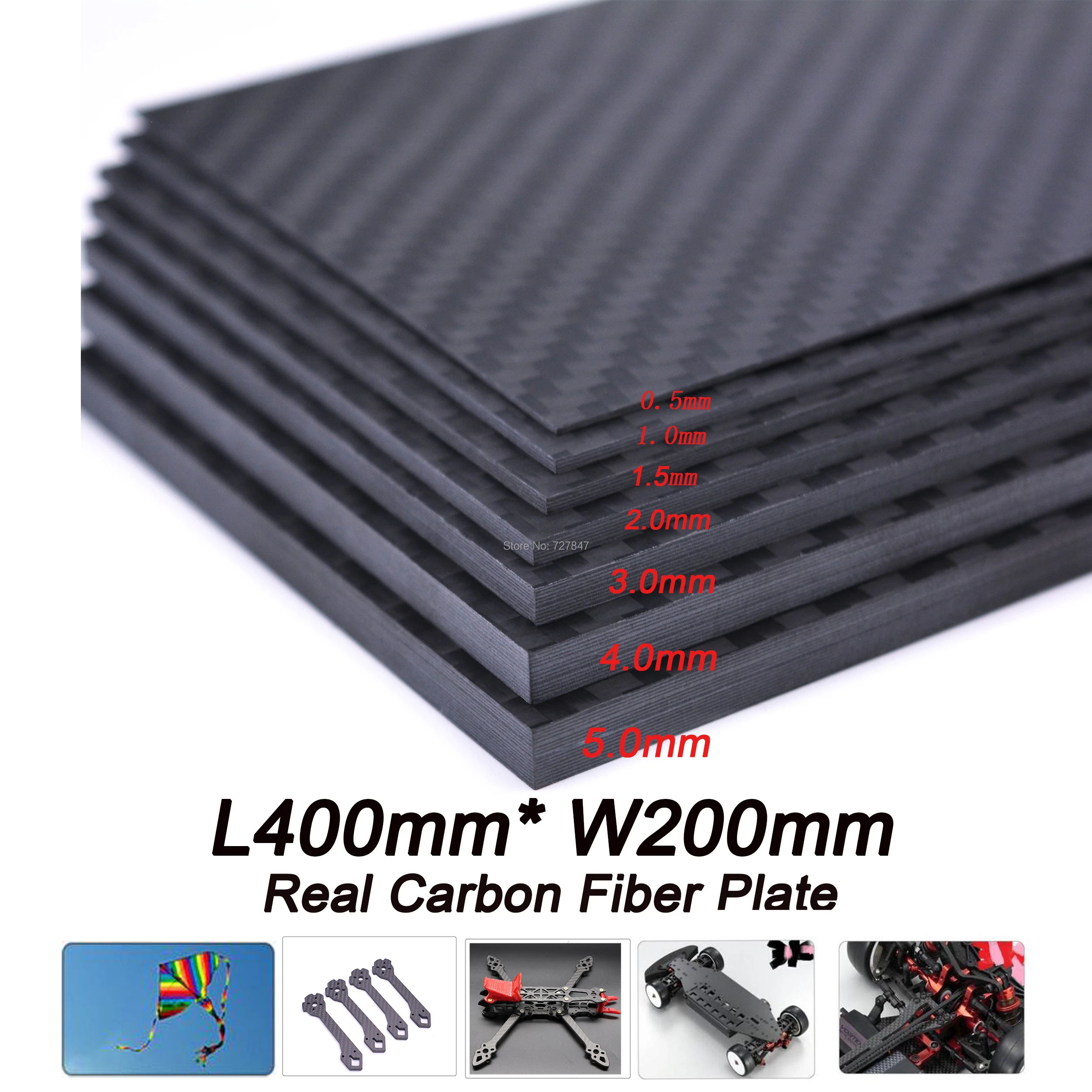 Carbon Fiber Plate Panel Sheet Board 3K Glossy Thick 0.5mm 1mm 1.5mm
