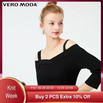 

Vero Moda Women's Off-The-Shoulder Slim Fit 3/4 Sleeves Stretch Knitted Top | 319324514