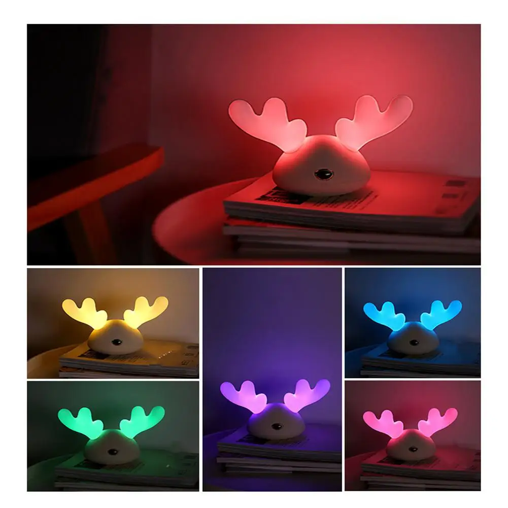 

HobbyLane Antlers Dimmable Night Light Animal Deer Pat LED Soft Silicone Children Kids Sleep Bedside Lighting Fixtures Toy Light