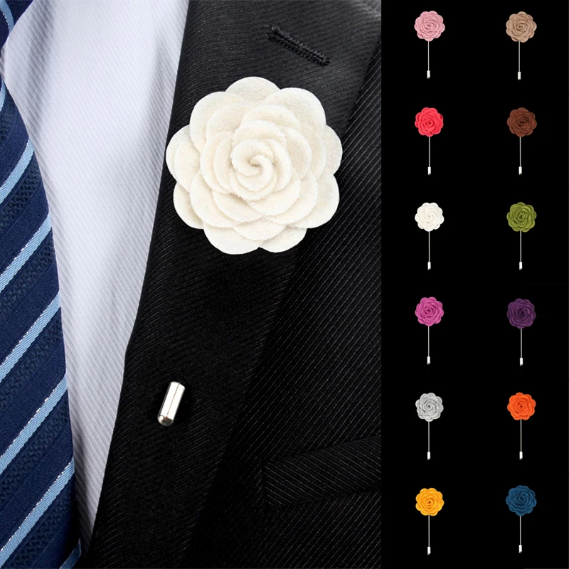 Handmade Men's Brooches Pins Floral Lapel Pin For Men Suit Long Neddle