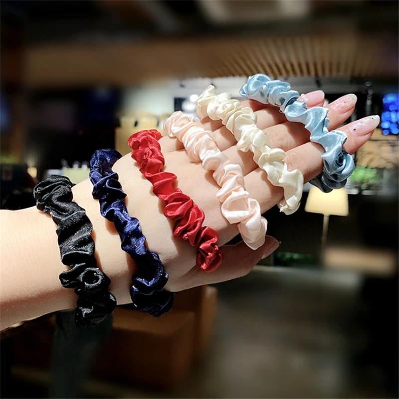 6PCS/Set Women Elegant Solid Elastic Hair Bands Scrunchies For Girls Sweet Ponytail Holder Rubber Headband Hair Accessories