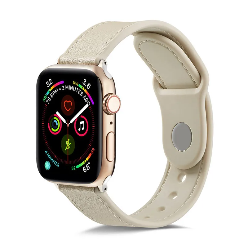 race white Кожаный чехол+ Силиконовый ремешок для apple watch band 44 мм 40 мм наручных часов iwatch, ремешок 42 мм, 38 мм, ремешок для часов, correa в едином положении во время занятий легкой атлетикой, apple watch 5/4/3 браслет - Цвет ремешка: race white