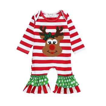 

Baby Boys Girls Infant Striped Christmas Deer Romper Jumpsuit Cute Outfits Clothing Children Autumn Winter Fashion Clothes