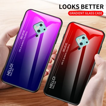 

30pcs/lot Soft Side Glass Back Case For Vivo S5 Gradual Change Glass Hard Cover For Vivo V17 S1 Pro