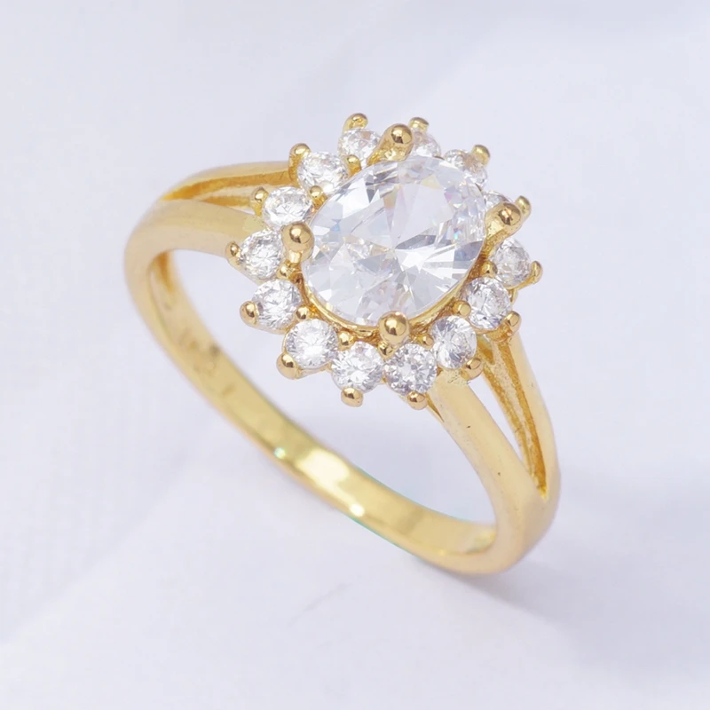 Романтическое сердце AAA кубический цирконий палец кольца для женщин и мужчин юбилей обручальное кольцо невесты позолоченные ювелирные изделия - Цвет основного камня: HZK0197