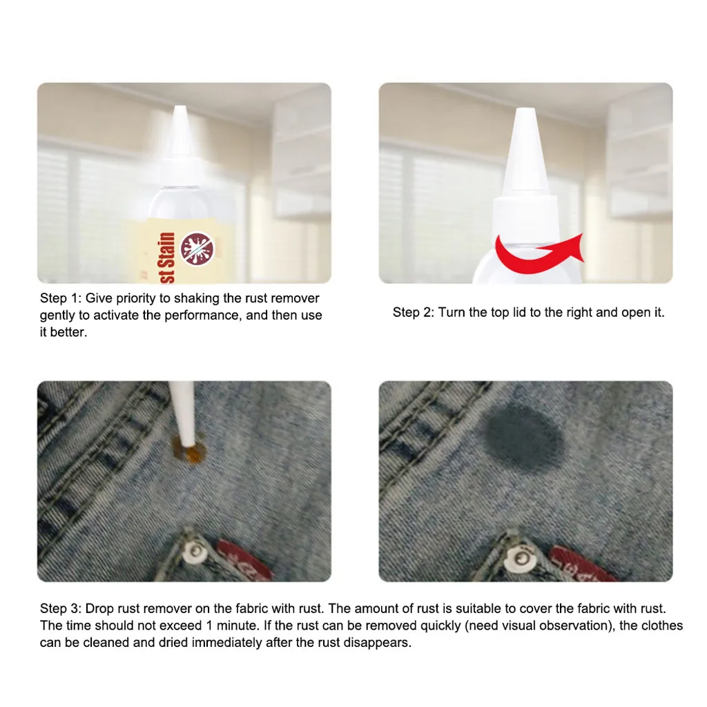 Домашняя ткань ржавчины пятновыводитель передовая технология разложения ржавчины Безопасный в использовании удаление ткани одежды ржавчины пятна моющее средство