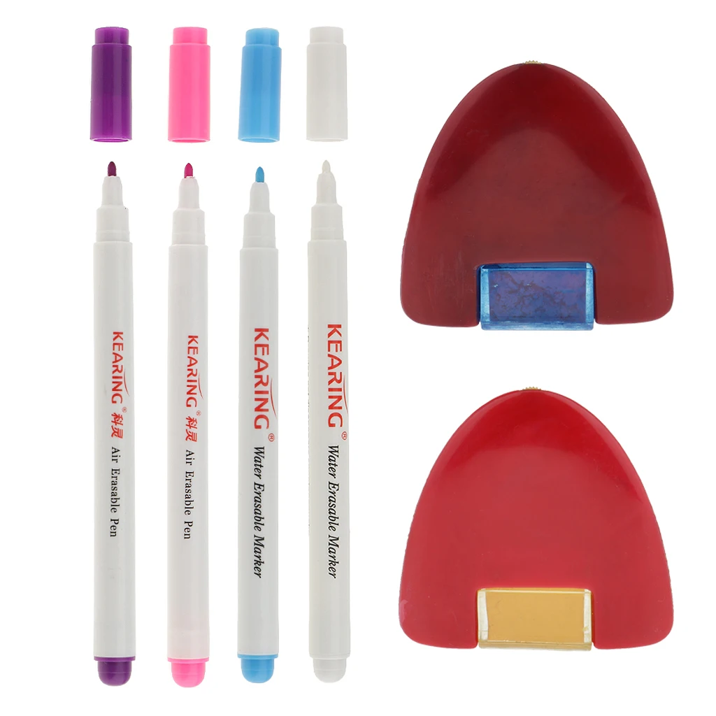 6Pcs Air Erasable/Water Soluble Pen Temporary Marking Tailors Chalk for DIY Fabric Cloth Sewing Dressmaking 