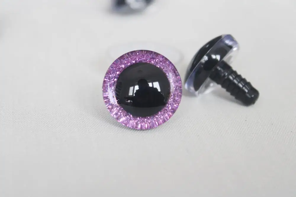 20pcs---9-12-14--16-18- 20 -24--30-35mm clear 3D glitter eyes plastic safety toy eyes long stem + glitter fabric + washer 11