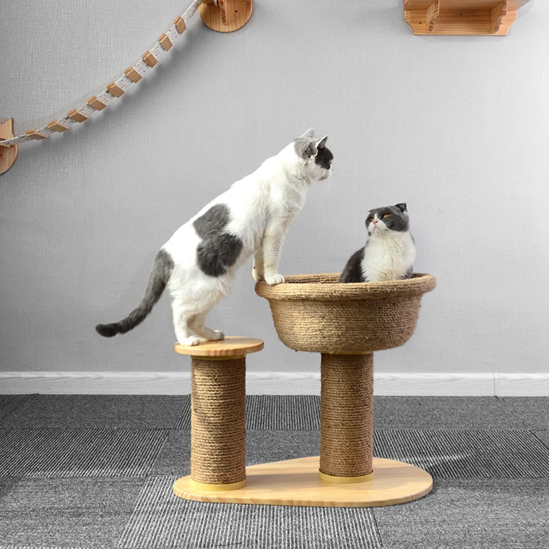 

Sisal Cat Climbing Frame Cat Litter Solid Wood Cat Toy Small Large Cat Tree Jumping Platform Homemade Cat Rack with Nest