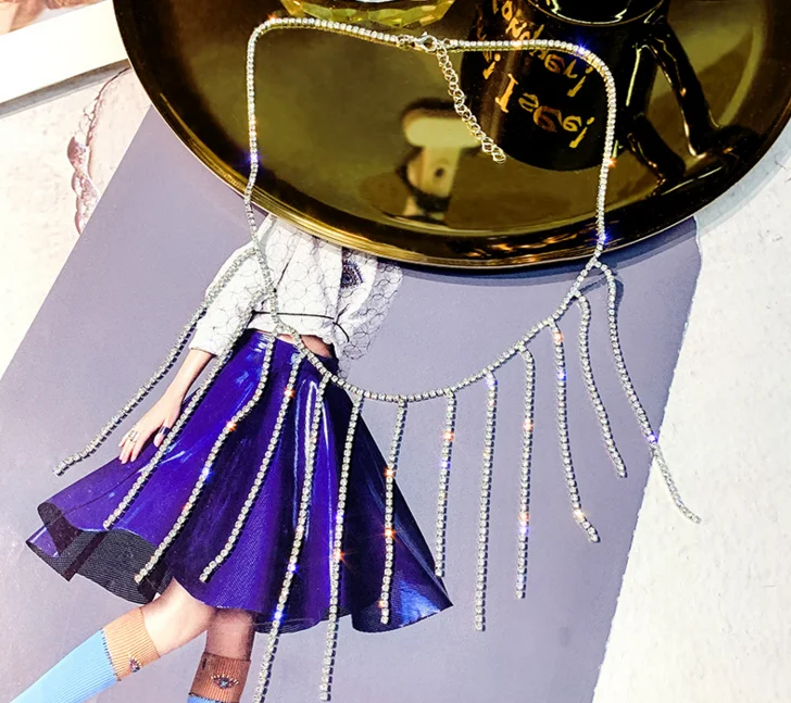 Мода Полный Стразы колье ожерелья для женщин Bijoux длинные кисточки кристаллы ожерелья с подвесками массивные Ювелирные изделия Подарки