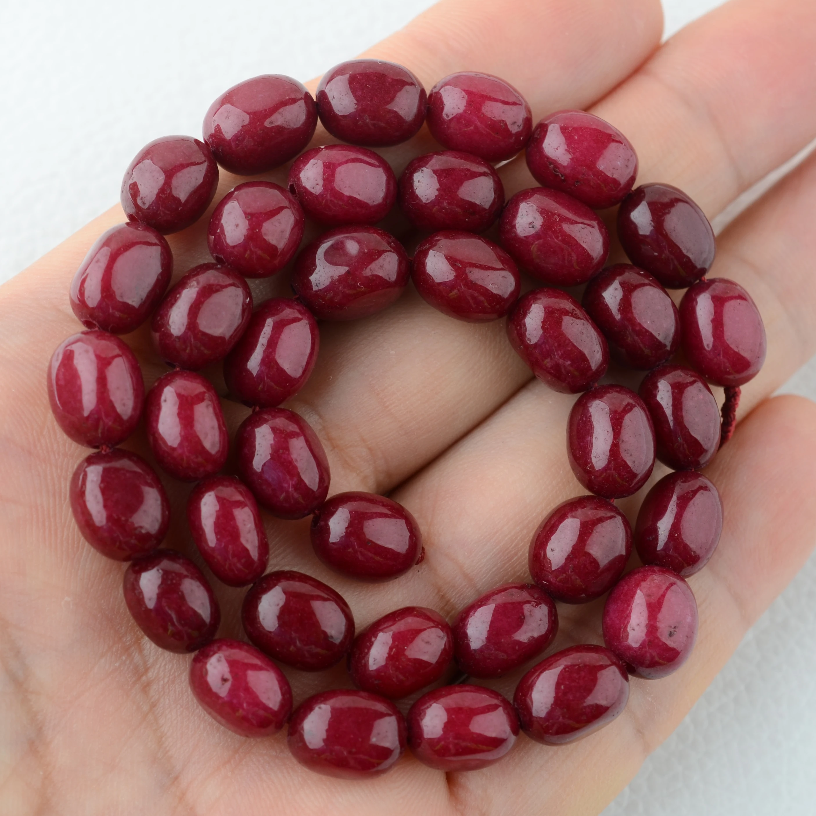 8x10mm Natural Smooth Ruby Color Oval stone beads For DIY Bracelet Necklace Jewelry Making Strand 15