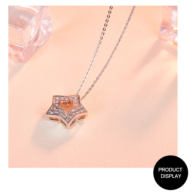 Warme Farben украшенный кристаллами от Swarovski покрытый серебряный кулон в виде полой звезды ожерелье модное ювелирное изделие колье ожерелье