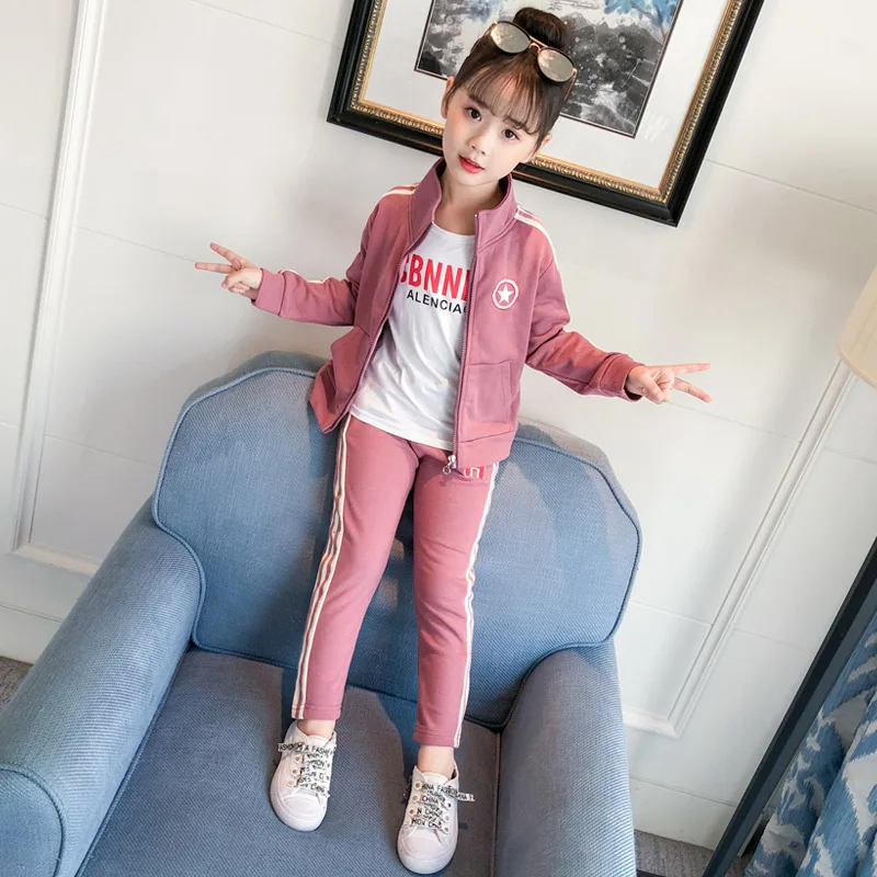 

Childrenswear GIRL'S Suit 2019 Children Spring Clothing New Style Casual Sports Three-piece Set Student Uniform