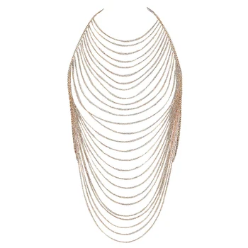 

Metal Shoulder Chain Dance Tops Body Chain Bikini Waist Chain Metal Multi-layer Fringe Chain Jewelry Beach Party Rave Wear