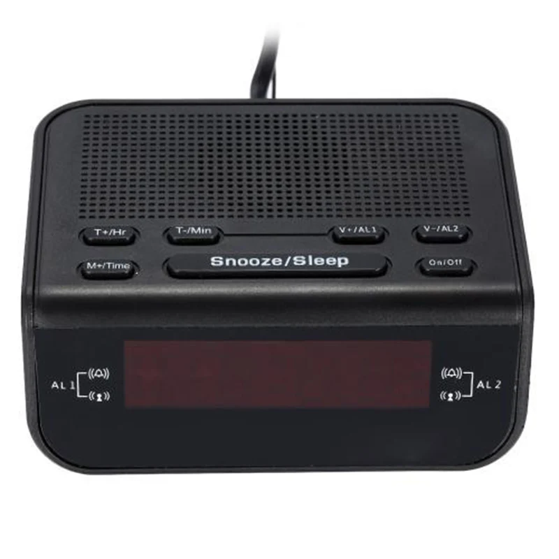Цифровой будильник радио для спальни FM-радио цифровой Диммируемый Красный