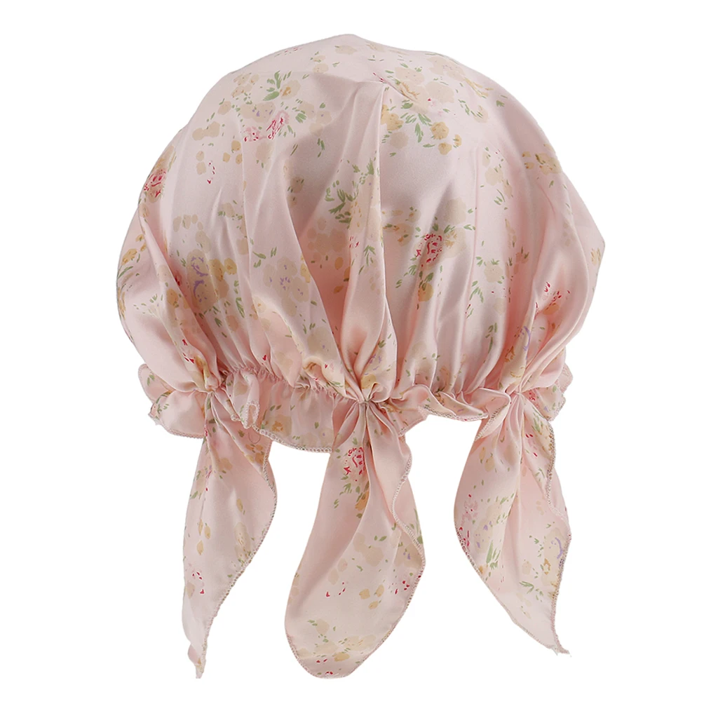 Natural Silk Beanie Sleep Night Cap Head Cover Bonnet Hat Hair Protection - Цвет: Розовый
