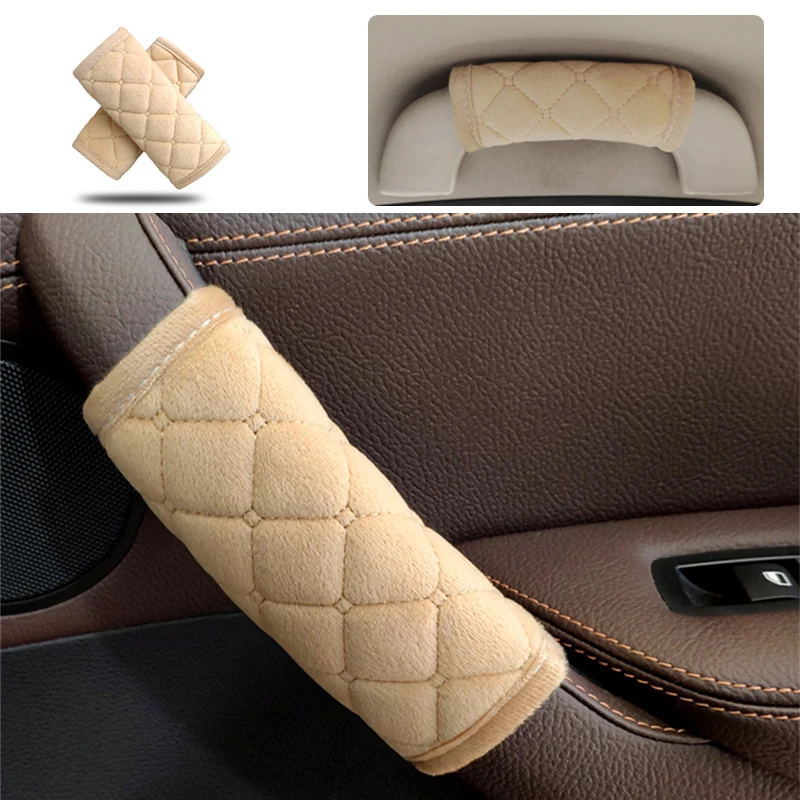 Interior Car Door Handle Cover Auto Roof Handrail Protector Cover New Doors Armrest Protective Pad Plush Covers Accessories car door handle cover