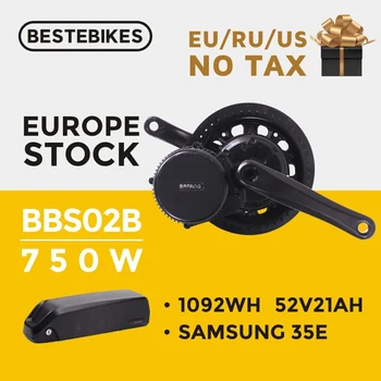 

BAFANG motor BBS02B BBS02 bafang 750W 48V mid drive motor ebik electric bike conversion kit with 52V17.5/21AH Samsung battery