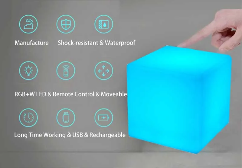 PE пластиковый светодиодный куб светильник RGB беспроводной отель украшения LED