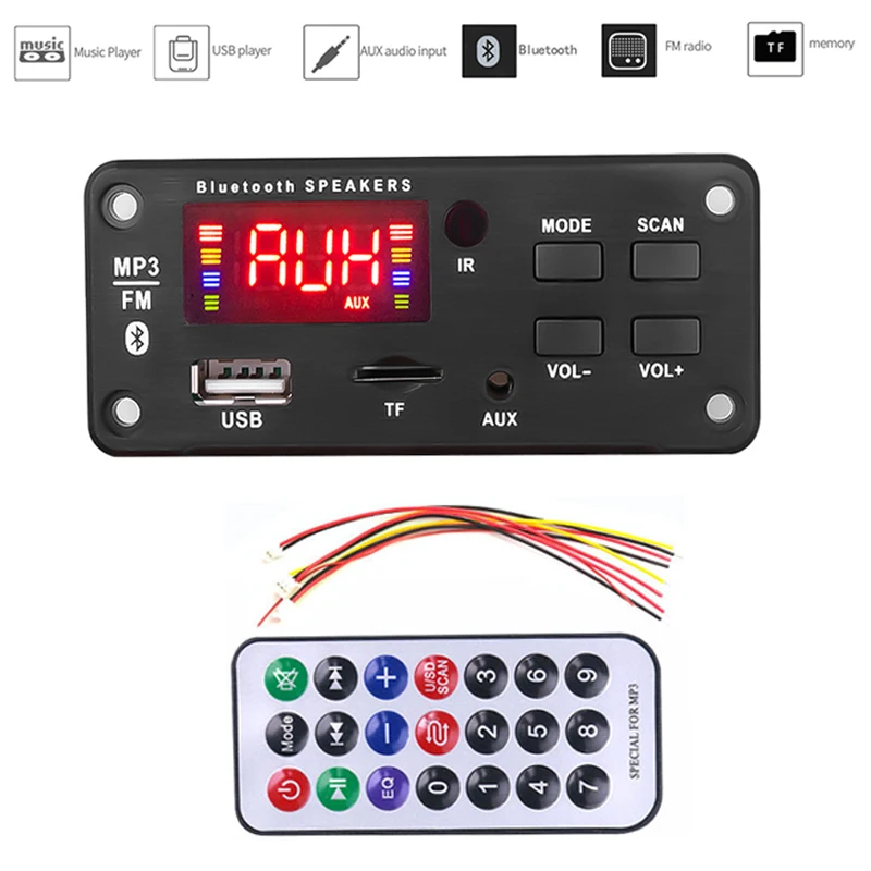 

Car MP3 WMA Decoder Board 5V 12V Wireless Bluetooth 5.0 MP3 Player Audio TF FM USB AUX Radio Module with Remote control For Car