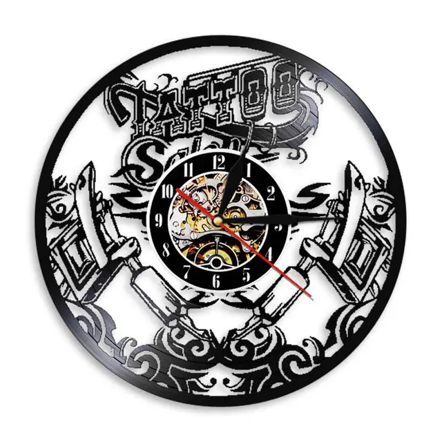 Tatuaggio Della Parete del Negozio Sospiro di Arte Della Decorazione  Orologio Nero Appeso Disco In Vinile Orologio Da Parete 3D Orologi Regalo  Unico Idea Per Tatuatore|Wall Clocks| - AliExpress