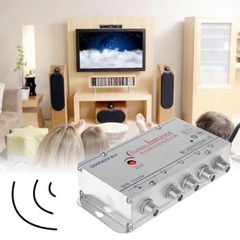 

4 Way CATV VCR TV Antenna Signal Amplifier 220V 45-860MHz Booster Splitter