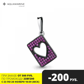 

Suspension thematic AQUAMARINE corundum with ruby, Silver 925