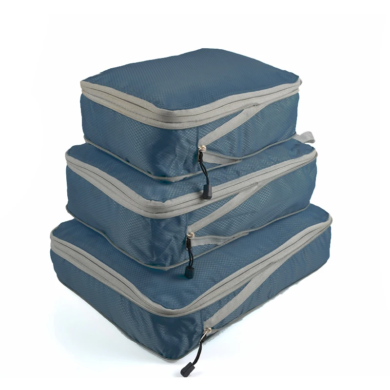 Navy Blue 1 Компрессионные упаковочные кубики для путешествий, органайзер для багажа, водонепроницаемая Дорожная сумка на двойной молнии для мужчин и женщин, нейлоновые складные сумки большой вместимости - Цвет: Navy Blue 1