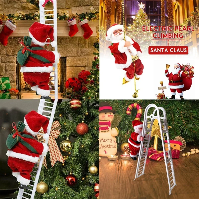 2020 Santa Claus Decoration Electronic Toys Kids Doll Toys Christmas Musical Climbing Ladder Gift Home Office Decoration