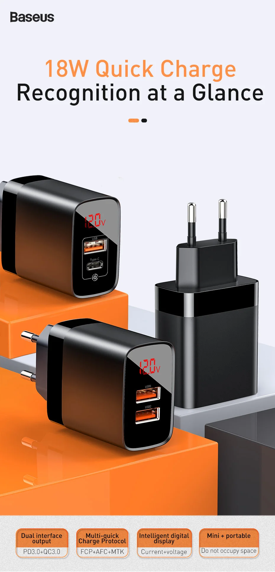 Baseus Quick Charge 3,0 USB зарядное устройство для iPhone samsung Xiaomi huawei мобильный телефон 18 Вт PD3.0 PD QC3.0 QC usb type C быстрое зарядное устройство