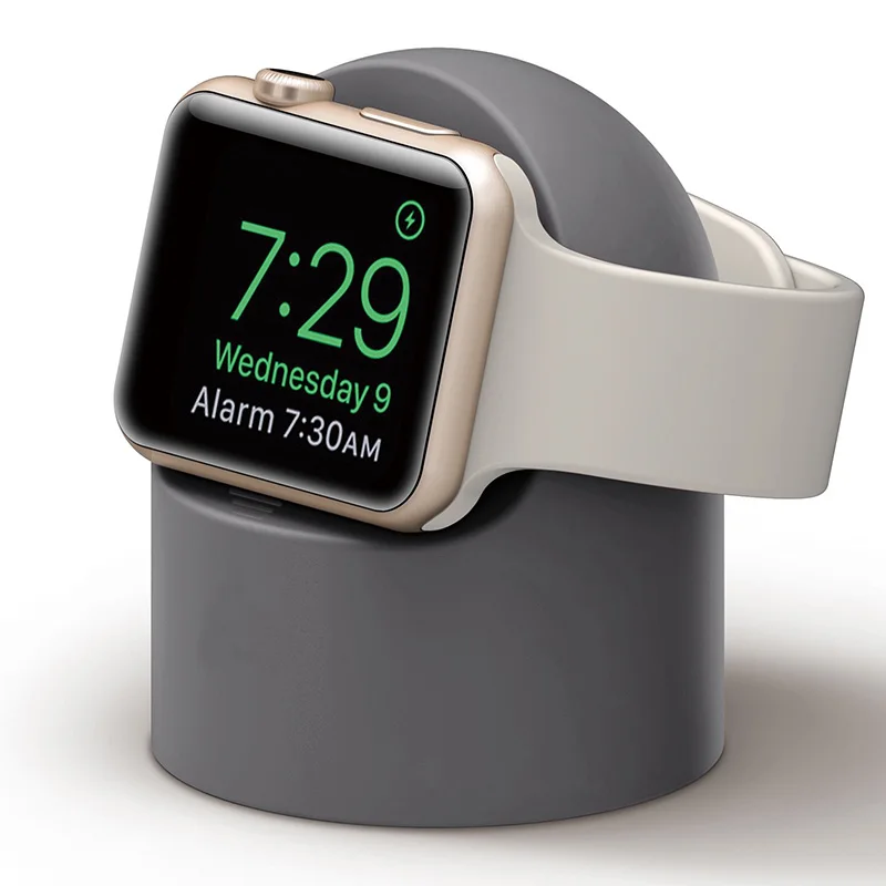 Серый Модный дизайн, Смарт-часы, подставка для Apple Watch Series 4 3 2 1 Watch OS 5, прикроватная подставка, силиконовый держатель для домашней зарядки - Цвет: Серый