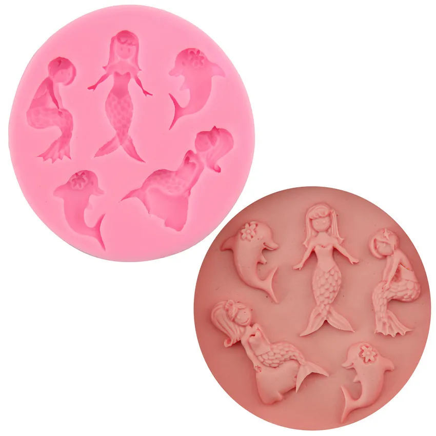 

Dolphin mermaid shape silicone mold cake baking chocolate mold turn sugar drop glue hand DIY mold decoration