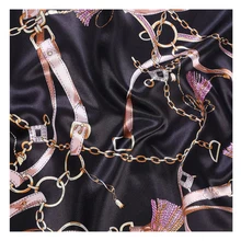 Атласная ткань с принтом цепи, полиэстер, шармез, винтажная шифоновая ткань для платья юбки ткань для шарфа для лоскутной обивки 150x100 см